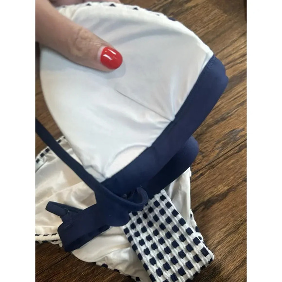 Onia Danni Triangle Bikini Top And Button in Blue Shadow Size XS - Picture 10 of 11